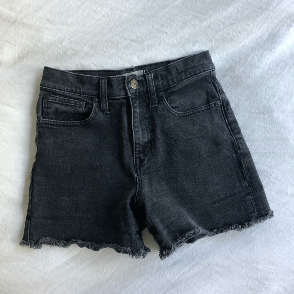 Madewell high rise black denim shorts